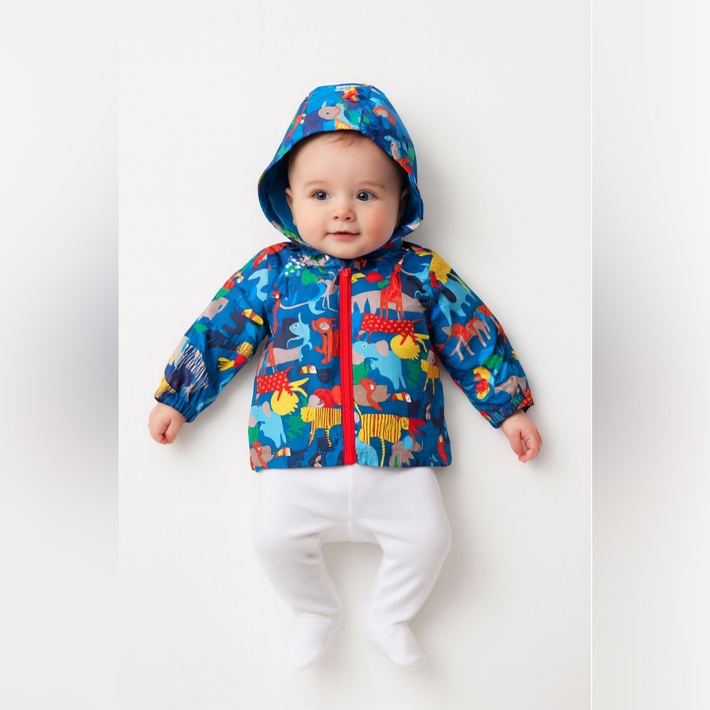 🍁Paul Smith Baby Animal Print Hooded Jacket 3M | Designer Infant Raincoat